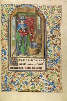 Saint Adrian Armed with a Sword and an Anvil; Book of Hours, about 1466-1470. Creator: Master of Jacques of Luxembourg
