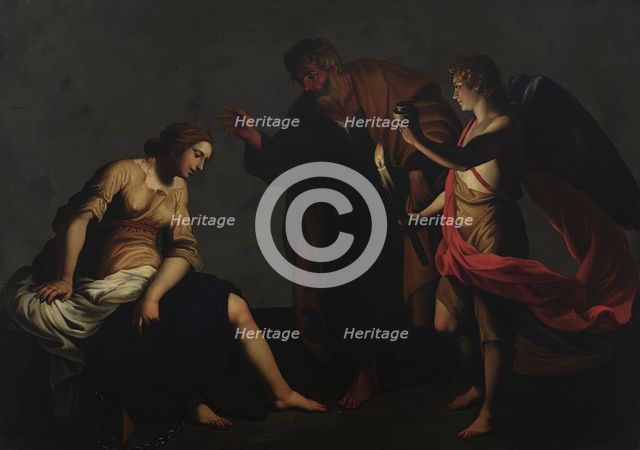 Saint Agatha Attended by Saint Peter and an Angel in Prison, c1640-1645. Creator: Alessandro Turchi.