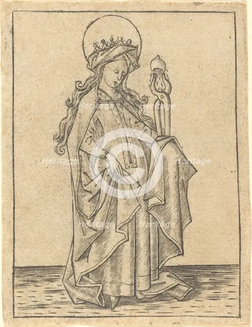 Saint Agatha, c. 1465. Creator: Israhel van Meckenem.
