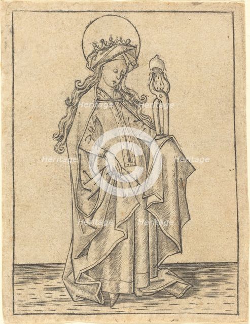 Saint Agatha, c. 1465. Creator: Israhel van Meckenem.