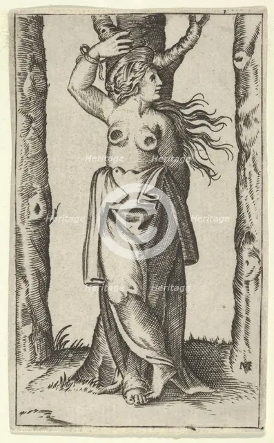 Saint Agatha tied to a tree, her breasts have been cut off, from the series 'Picc..., ca. 1500-1540. Creator: Anon.