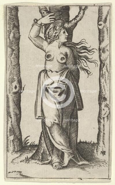 Saint Agatha tied to a tree, her breasts have been cut off, from the series 'Picc..., ca. 1500-1540. Creator: Anon.