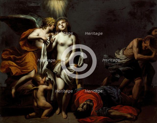 Saint Agnes Protected by an Angel, c1620. Creator: Alessandro Turchi.