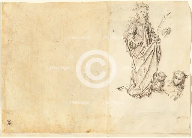 Saint Agnes (verso), 1485/1495. Creator: Master of the Drapery Studies.
