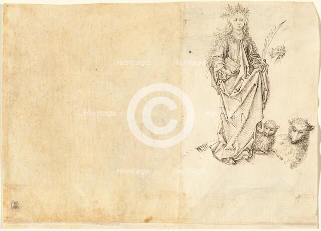 Saint Agnes (verso), 1485/1495. Creator: Master of the Drapery Studies.