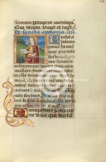 Saint Apollonia; Poncher Hours, about 1500. Creator: Master of Jacques de Besancon.