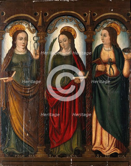 Saint Apollonia, Saint Agatha and Saint Lucy, 16th (?) century.. Creator: Unknown.