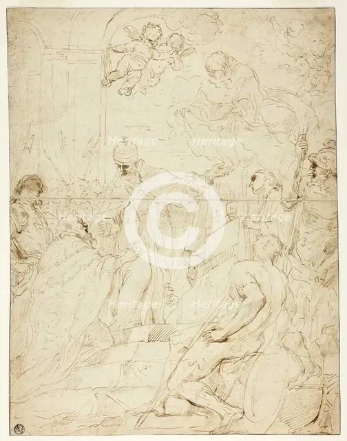Saint Appearing to Ruler (recto), n.d. Creator: Pietro Novelli.