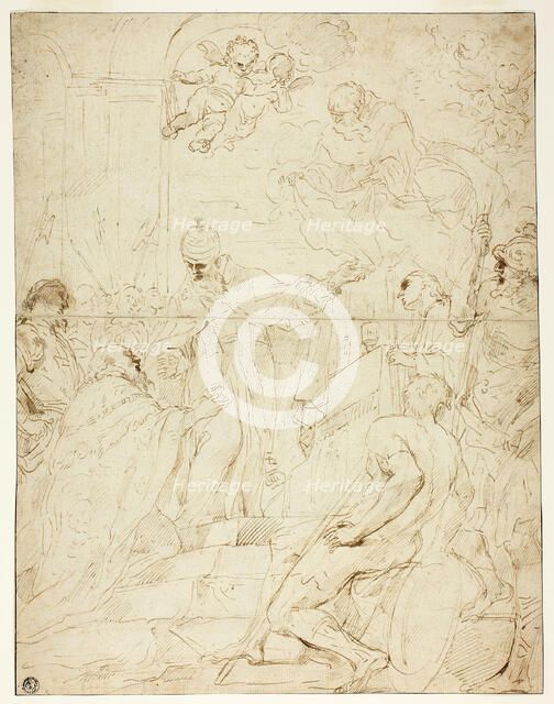 Saint Appearing to Ruler (recto), n.d. Creator: Pietro Novelli.