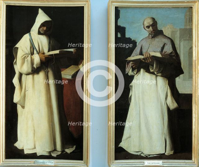  'Saint Artaldo' (Left) 'Saint Antelmo', from the Carthusian monastery of Our Lady of Defensión i…