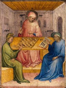 Saint Augustine and Alypius Receiving Ponticianus, c1413. Creator: Niccolò di Pietro (active 1394-1427)