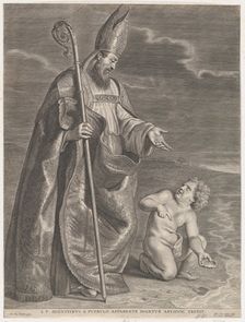 Saint Augustine, appearing to a child on a beach, ca. 1662-95., ca. 1662-95. Creator: Alexander Voet