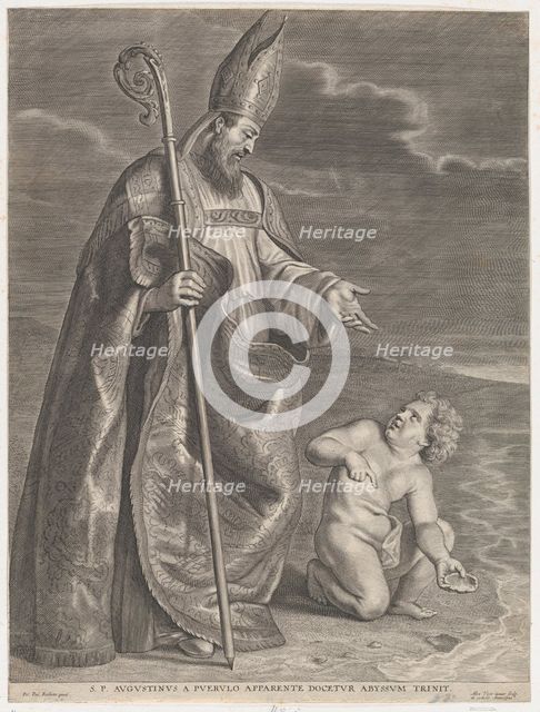 Saint Augustine, appearing to a child on a beach, ca. 1662-95., ca. 1662-95. Creator: Alexander Voet.
