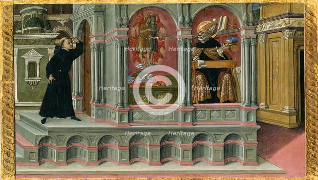 Saint Augustine's Vision of Saints Jerome and John the Baptist, 1476. Creator: Matteo di Giovanni.