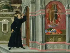 Saint Augustine's Vision of Saints Jerome and John the Baptist, 1476. Creator: Matteo di Giovanni