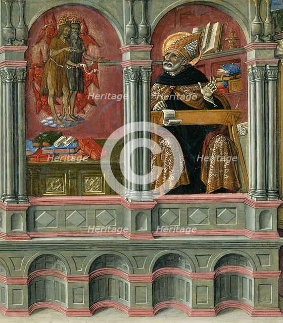 Saint Augustine's Vision of Saints Jerome and John the Baptist, 1476. Creator: Matteo di Giovanni.