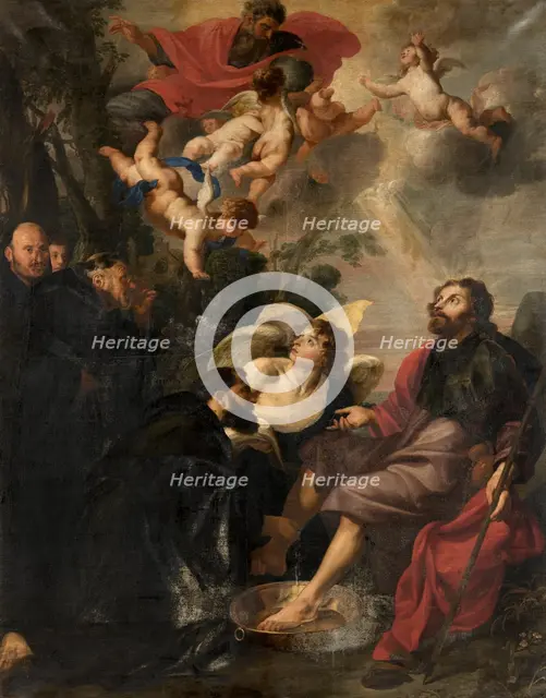 Saint Augustine Washes the Feet of Christ, 1636. Creator: Theodoor Rombouts.