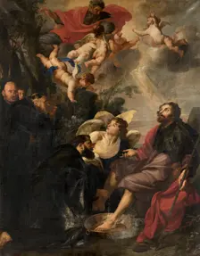 Saint Augustine Washes the Feet of Christ, 1636. Creator: Theodoor Rombouts