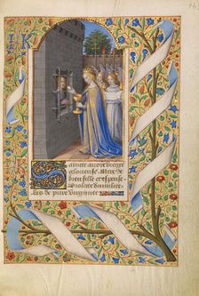 Saint Avia in Prison Receiving Communion from the Virgin; Katherine Hours, about 1480-1485. Creator: Jean Bourdichon