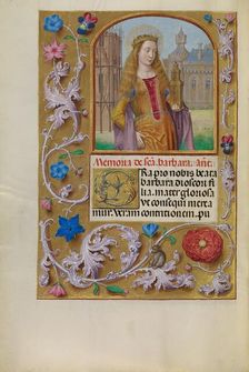 Saint Barbara with a Tower; Spinola Hours, about 1510-1520. Creator: Workshop of Master of the First Prayer Book of Maximilian