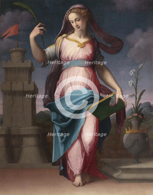 Saint Barbara. Artist: Vasari, Giorgio (1511-1574)