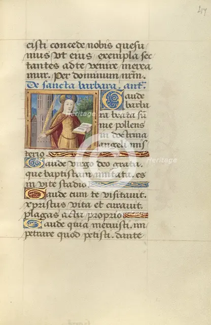 Saint Barbara; Poncher Hours, about 1500. Creator: Master of Jacques de Besancon.