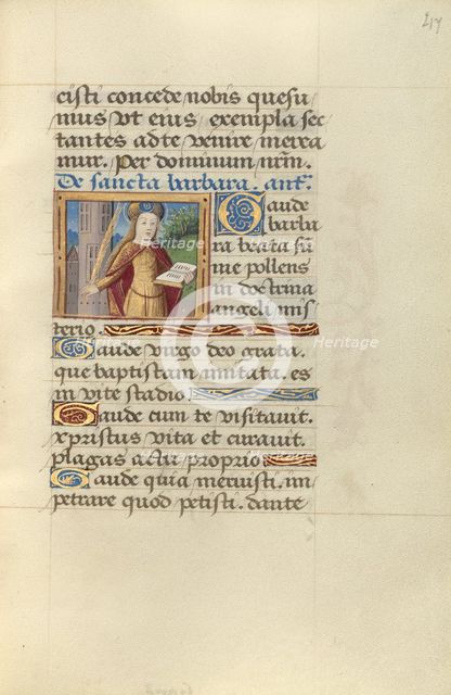 Saint Barbara; Poncher Hours, about 1500. Creator: Master of Jacques de Besancon.