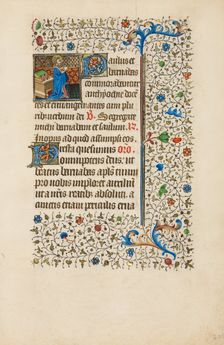 Saint Barnabas Reading from a Book; Book of Hours, about 1440-1450. Creator: Workshop of the Bedford Master