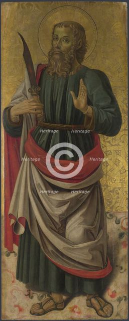 Saint Bartholomew (from Altarpiece: The Virgin and Child with Saints), ca 1475. Artist: Caporali, Bartolomeo (1420-1505)