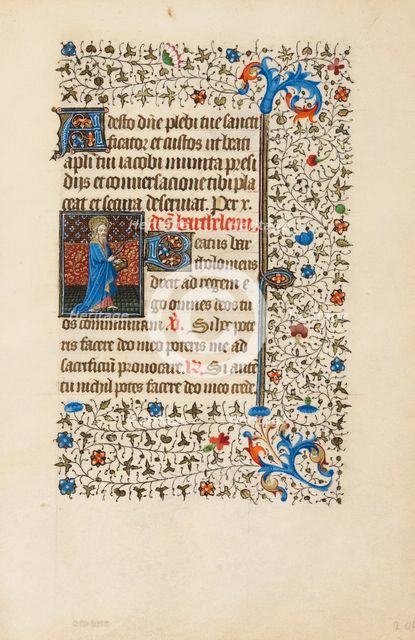 Saint Bartholomew with a Knife and a Book; Book of Hours, about 1440-1450. Creator: Workshop of the Bedford Master.