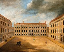 Saint Bartholomew's Hospital, London: the Gibbs buildings, c18th century. Creator: Unknown