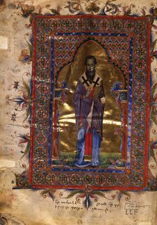 Saint Basil the Great (Manuscript illumination from the Matenadaran Gospel), 1286