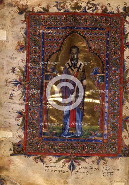 Saint Basil the Great (Manuscript illumination from the Matenadaran Gospel), 1286.
