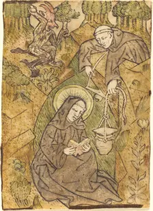 Saint Benedict and the Monk Romanus, c. 1440/1450. Creator: Master of St. Wolfgang