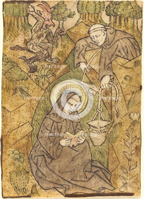 Saint Benedict and the Monk Romanus, c. 1440/1450. Creator: Master of St. Wolfgang.