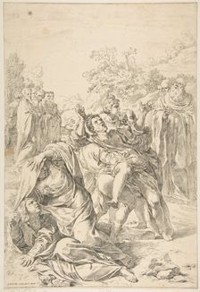 Saint Benedict exorcising a demon, ca. 1637-1639. Creator: Simone Cantarini