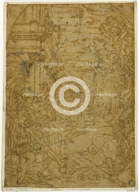 Saint Benedict Moving the Stone which a Demon Had Made Immobile, after 1606. Creator: Unknown.