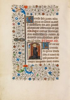 Saint Benedict with a Staff and a Book; Book of Hours, about 1440-1450. Creator: Workshop of the Bedford Master