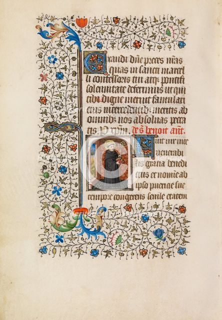 Saint Benedict with a Staff and a Book; Book of Hours, about 1440-1450. Creator: Workshop of the Bedford Master.