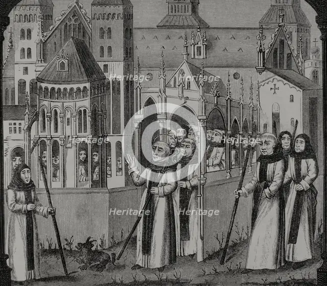 Saint Bernard, (1090-1153) takes possession of the Abbey of Clairvaux...1115 (1877).  Creator: Jules Jean Marie Joseph Huyot.