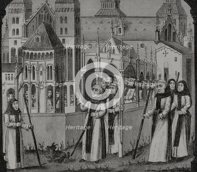 Saint Bernard, (1090-1153) takes possession of the Abbey of Clairvaux...1115 (1877).  Creator: Jules Jean Marie Joseph Huyot.