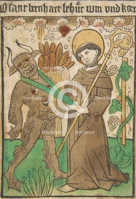 Saint Bernard Vanquishing the Devil, 15th century., 15th century. Creator: Anon.