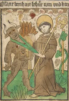 Saint Bernard Vanquishing the Devil, 15th century., 15th century. Creator: Anon