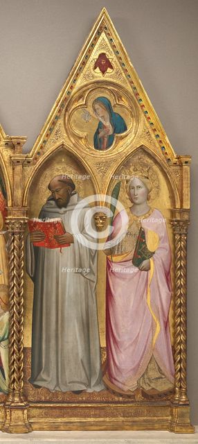 Saint Bernard and Saint Catherine of Alexandria with the Virgin..., shortly before 1387. Creator: Agnolo Gaddi.