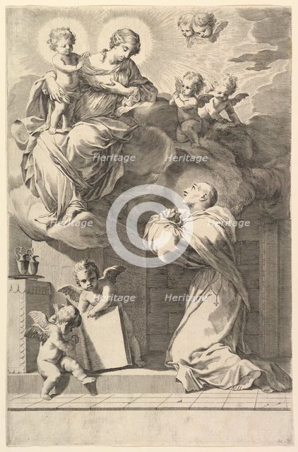 Saint Bernard Kneeling before the Virgin and Child, 1640. Creator: Claude Mellan.