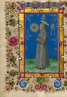 Saint Bernardino of Siena; Gualenghi-d'Este Hours, about 1469. Creator: Taddeo Crivelli