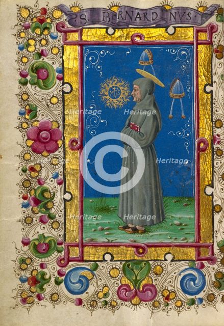 Saint Bernardino of Siena; Gualenghi-d'Este Hours, about 1469. Creator: Taddeo Crivelli.