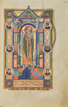 Saint Bernward of Hildesheim; Stammheim Missal, probably 1170s. Creator: Unknown