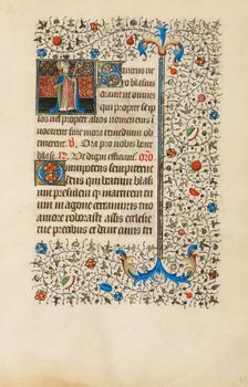 Saint Blasius with a Crosier and a Carding Comb; Book of Hours, about 1440-1450. Creator: Workshop of the Bedford Master