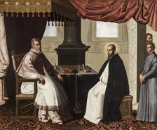Saint Bruno of Cologne visits Pope Urban II, 1655. Creator: Zurbarán, Francisco, de (1598-1664)